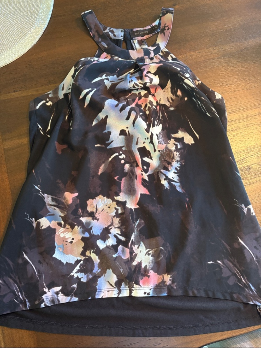 The Limited Navy Floral Halter Camisole with Multicolor Accents